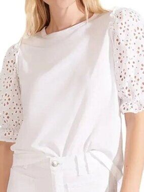 Veronica‎ Beard Coralee Eyelet Puffed Sleeve Top, Size Small